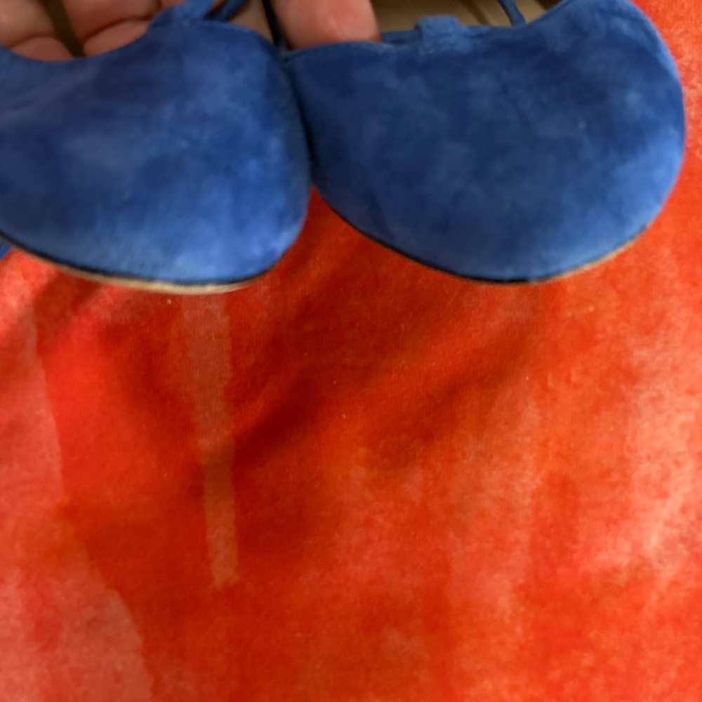 Diane von Furstenberg size 7.5 blue suede ankle wrap flats - Picture 3 of 11
